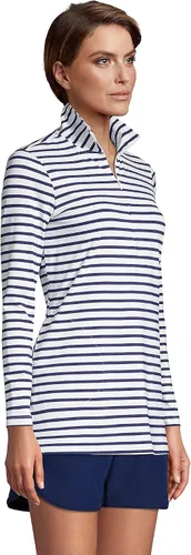 Vista 4 de Lands' End Túnica de manga larga con cremallera de un cuarto para mujer, protección solar UPF 50