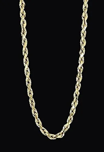 Vista 3 de Cadena con patrón de cuerda de diamantes de oro de 14 K verdaderos, de 16" a 26", 3,0 mm