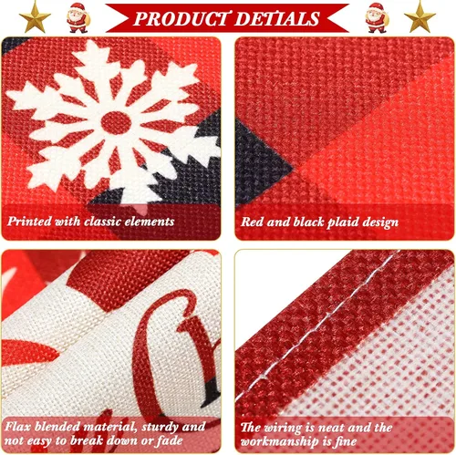 Vista 4 de Zhanmai 7 delantales de Navidad para mujeres y hombres, delantales de Navidad a cuadros rojos y negros, delantales de Navidad ajustables