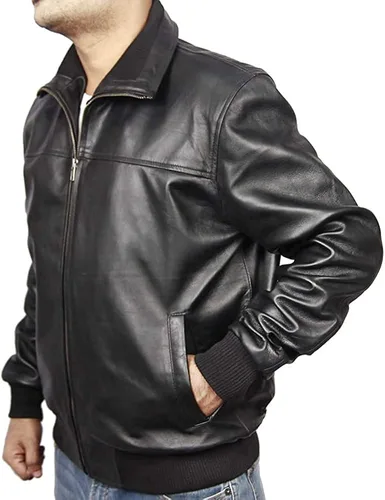 Vista 3 de Chaqueta de piel de oveja para hombre, estilo bombardero, VM19217202
