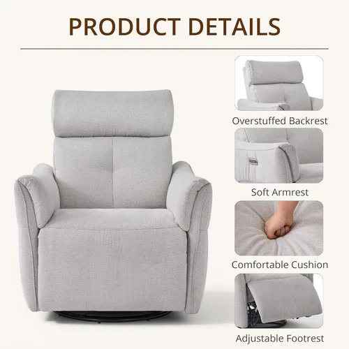 Vista 7 de Mecedora eléctrica para guardería reclinable con reposacabezas Vajilla Gris