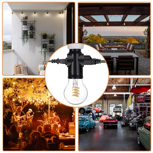 Vista 6 de 2 piezas Luntak Adaptador de enchufe de luz de 3 clavijas, enchufe de luz E26 para exterior, convertidor divisor de enchufe de bombilla de luz a 2/3