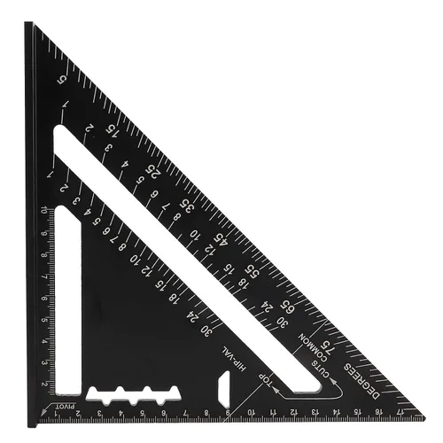 Vista 5 de Transportador de ángulo triangular de aleación de aluminio, herramienta de diseño de 7 pulgadas, herramienta de regla métrica de medición de diseño