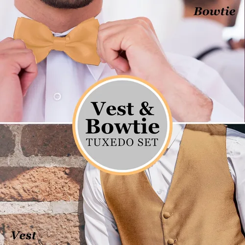 Vista 3 de Conjunto de chaleco formal sólido para hombre, esmoquin, chaleco y pajarita para traje o esmoquin