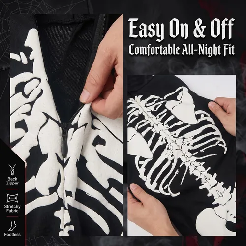 Vista 4 de Disfraz de Halloween con estampado 3D de esqueleto para niños