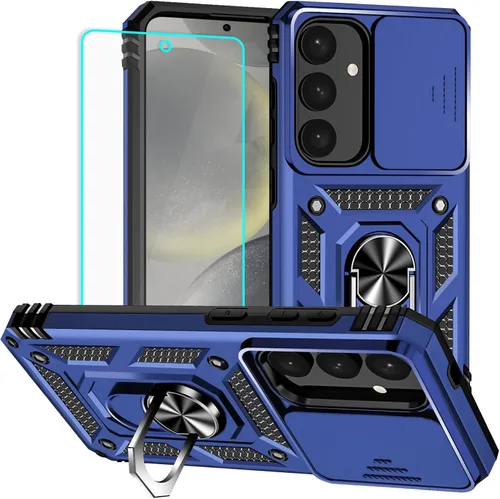 Vista 18 de HNHYGETE Funda para Samsung A13 5G, Galaxy A13 5G con protector de pantalla, soporte giratorio de grado militar de 360° (resistente), fundas Negro