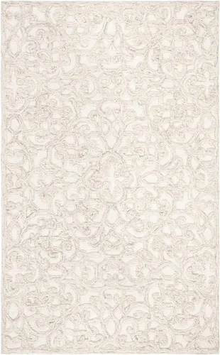 Vista 19 de SAFAVIEH Trace Collection - Alfombra decorativa de 2 x 3 pies, marrón y marfil, lana hecha a mano, ideal para zonas de alto tráfico en entrada, sala