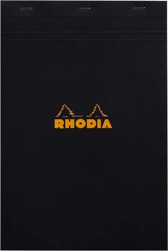 Vista 9 de Libreta Rhodia Head grapada para compras, No. 8 de 74 x 210 mm, rayada y de color negro