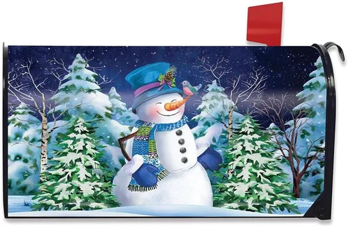Vista 10 de Briarwood Lane - Funda para buzón grande de nieve a cuadros de invierno 26 - Damas y pájaros