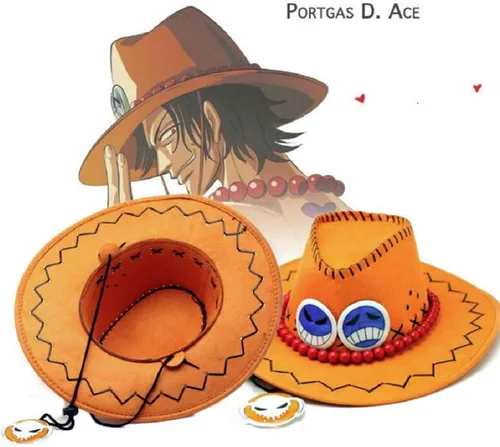 Vista 5 de GK-O D Ace - Sombrero de vaquero para disfraz, color blanco, regimiento de piratas, Ace, cosplay, moda
