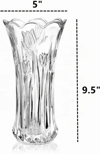 Vista 2 de Dicunoy Juego de 2 jarrones de flores de cristal, jarrones grandes de 9.5 pulgadas para centros de mesa, modernos jarrones acampanados de cristal