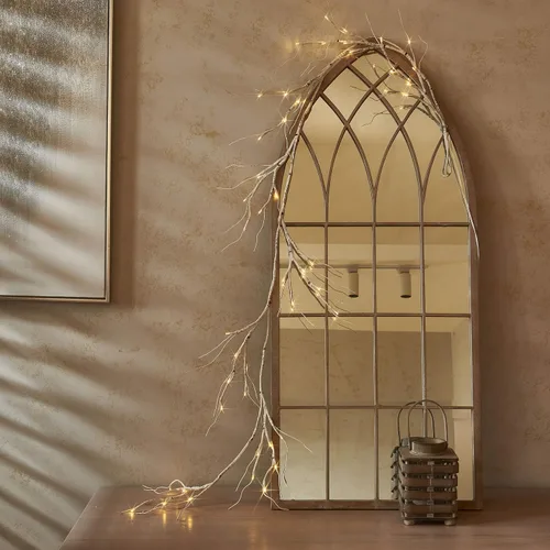 Vista 2 de LITBLOOM - Guirnalda iluminada de abedul de 6 pies con 48 LED que funciona con pilas y temporizador, luces de rama de vid pre-iluminadas