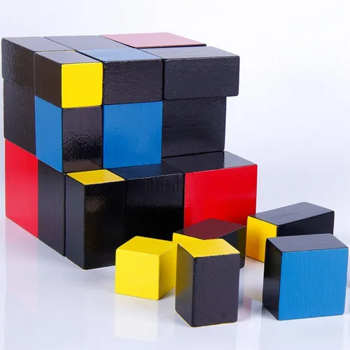Vista 4 de Materiales de matemáticas Montessori para juguetes de herramientas de aprendizaje temprano preescolar (cubo trinomial)