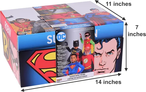 Vista 4 de Rubie's DC Comics - Juego de 21 piezas de superhéroe con Superman, Flash, Batman y Robin incluye capas, camisetas de disfraces, máscaras y accesorios
