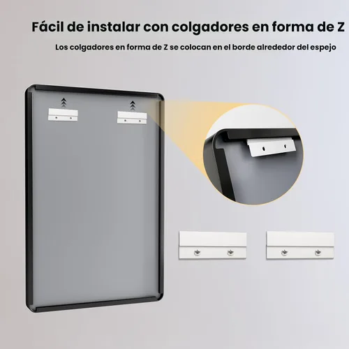 Vista 6 de LOAAO 20x16 Pulgadas Espejo de Baño con Marco de Metal Negro para Pared, Espejo de Tocador de Baño de Estilo Granja, Espejo Grande Rectangular