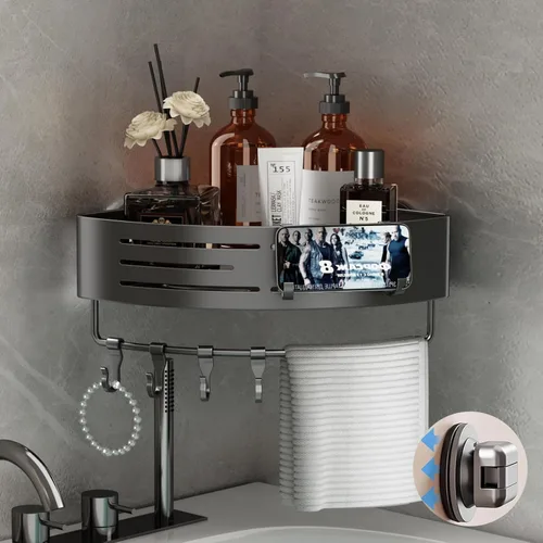 Vista 11 de Voldra Organizador de Ducha de Ventosa, 1 Paquete de Estantes de Ducha para Ducha Interior Sin Taladro, Organizador de Ducha de Sujeción de Aluminio