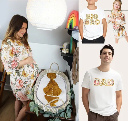 Vista 5 de DOB Baby Mommy and Me - Conjunto de bata, manta de envolver y moño para bebé, color miel, sombrero y lazo para bebé, niño o niña, XXL