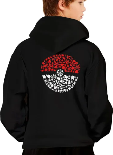Vista 2 de Chinpple Sudadera con capucha de dibujos animados, sudadera con capucha negra de manga larga, con bolsillo, sudaderas con capucha para unisex