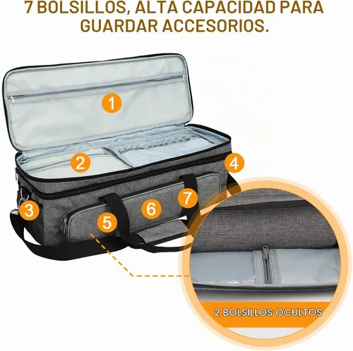 Vista 5 de Luxiv Estuche de transporte para Cricut Maker Bolsa de 2 capas para Explore Gris