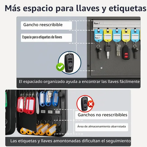 Vista 3 de WeHere Caja de 16 llaves – Armario de llaves montado en la pared con cerradura de combinación de 3 dígitos y llave de respaldo, caja de seguridad