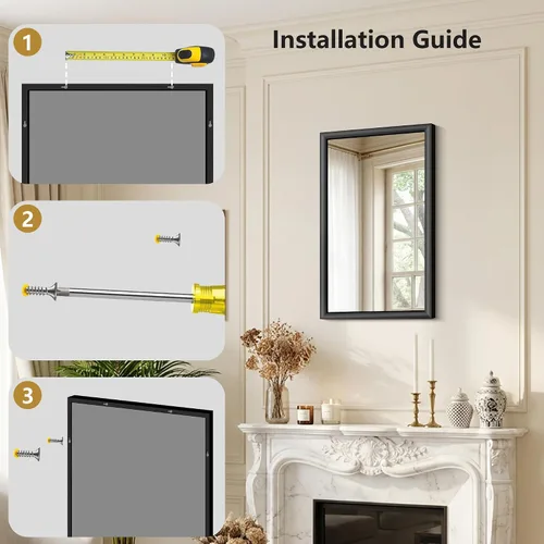Vista 9 de FORBATH Bathroom Mirror for Over Sink, 18x30 Inch Black Vanity Mirror