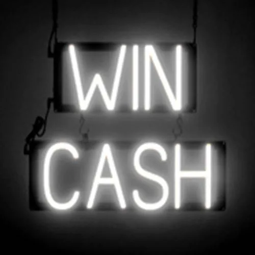 Vista 23 de SpellBrite Letrero de WIN CASH para empresas Ranuras y letreros relacionados con juegos con aspecto de neón, luz LED azul 17.5 x 15.0 pulgadas