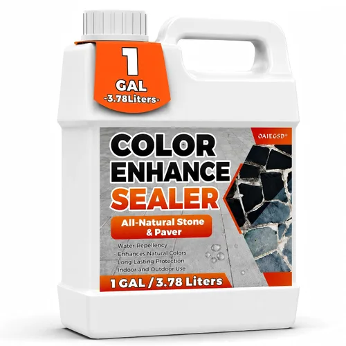Vista 9 de Wet Look Stone Sealer, 1 Gallon, Concrete Sealer & Stone Color Enhancer