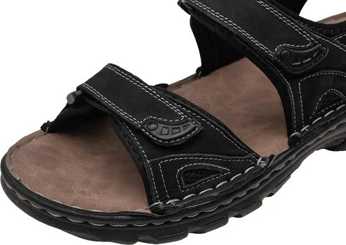 Vista 2 de Jousen Sandalias de cuero para hombre, sandalias de playa con punta abierta, sandalias deportivas de verano al aire libre