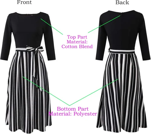 Vista 3 de VFSHOW Vestido midi plisado acampanado con bolsillos elegantes para mujer, para trabajo, negocios, oficina, fiesta, estilo casual