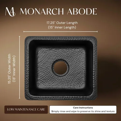 Vista 2 de Monarch Abode Fregadero de cocina y bar – Fregadero de cocina Highball de doble montaje de 17 pulgadas, fregaderos de aluminio negro mate martillado