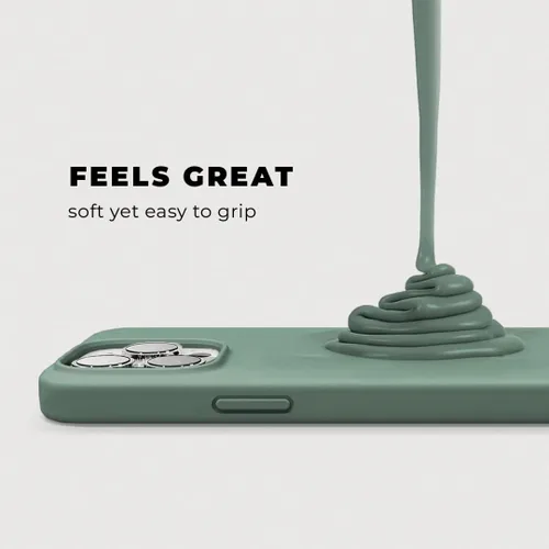 Vista 5 de Compatible con iPhone 13 Pro Max Funda de silicona con protector de pantalla - Verde