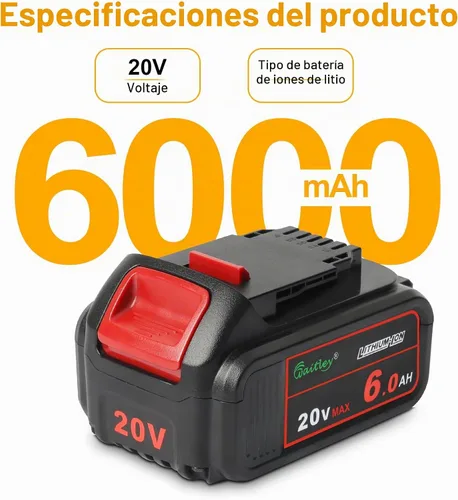 Vista 2 de waitley Batería de repuesto de 20 V 6.0 A compatible con herramientas eléctricas inalámbricas Dewalt DCB200 DCD DCF DCG Series