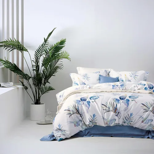 Vista 34 de MILDLY Juego de funda nórdica floral de mármol azul y verde acuarela 3