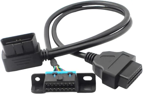 Vista 2 de iKKEGOL Universal OBD2 OBD II 16 Pin Splitter Y Cable abierto, J1962 1 macho a 2 hembra conector con soporte de montaje bajo salpicadero 19.7 in/20