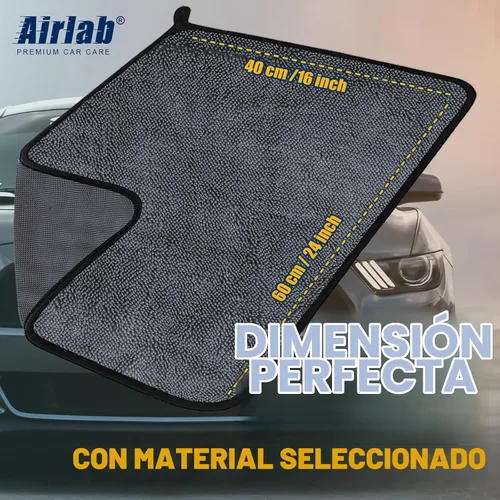 Vista 3 de Airlab - Toallas de microfibra para coche, paño de limpieza para secado, color negro y gris Thick Plush Auto Detailing Super Absorbent for