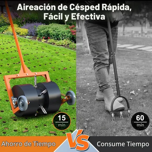Vista 4 de Aireador de césped rodante, aireador de dientes huecos que no obstruye