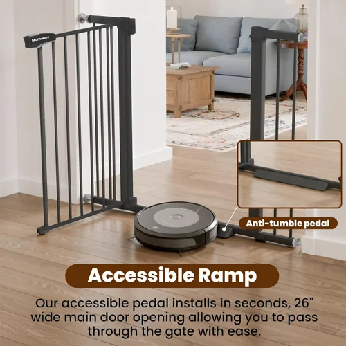 Vista 6 de Puerta de bebé para escaleras, puerta de perro de cierre automático de 26 a 40 pulgadas para puertas, puerta infantil montada a presión con puerta