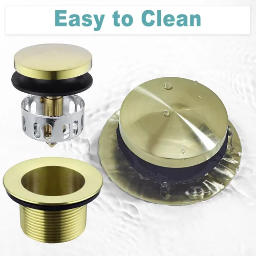 Vista 5 de BESTILL Kit de conversión de desagüe de bañera con punta de punta con placa frontal de desbordamiento, oro cepillado