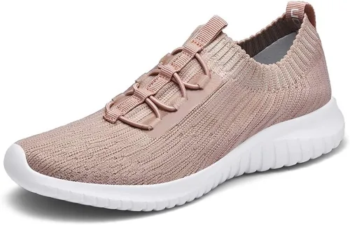 Vista 11 de TIOSEBON - Zapatos de caminar sin cordones para mujer, ligeros, casuales, para correr A/Todo Blanco