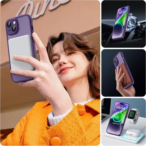 Vista 279 de TOCOL Funda para iPhone 11, compatible con Magsafe, protección completa de cámara, imanes integrados, protección contra caídas, funda translúcida