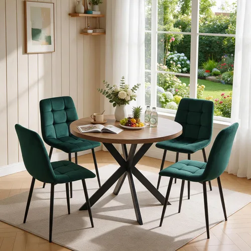 Vista 37 de Homedot Juego de mesa de comedor para 2, mesa de cocina de 3 piezas, juego de sillas de comedor redondas y negras para espacios pequeños, juego
