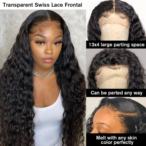 Vista 3 de MENTOR Pelucas de encaje frontal de cabello humano prearrancado 13x4 HD con encaje frontal para mujeres negras, cabello humano 150% de densidad