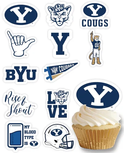 Vista 31 de Decoraciones para cupcakes de la Universidad de Alabama, suministros para fiestas de fútbol americano, cumpleaños, graduación (24 piezas)