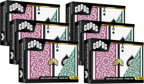 Vista 9 de Copag 1546 Design - Juego de cartas 100% de plástico, tamaño de póquer (estándar), verde/borgoña (índice jumbo, 1 juego)