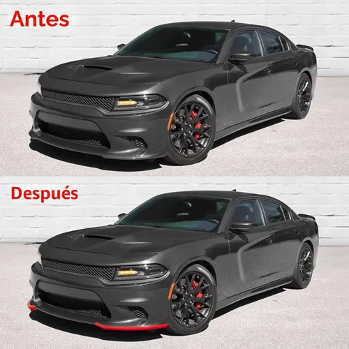 Vista 2 de Protector Divisor de Labio de Parachoques Delantero para Dodge Charger 2015-2023 Hellcat/SRT 39 /Scat Pack/RT Scat Pack/GT/RT No para Plus, Widebody