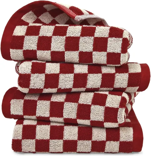 Vista 10 de Jacquotha Paquete de 4 toallas de mano suaves, juego de toallas faciales a cuadros verdes para baño, toallas de cocina decorativas de secado rápido