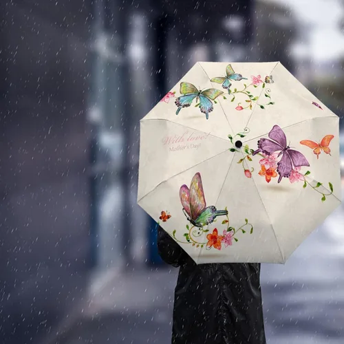Vista 3 de DHDM Watercolor Automatic Umbrella for Rain Foldable Parasol Umbrella Eight strand Outdoor Umbrellas