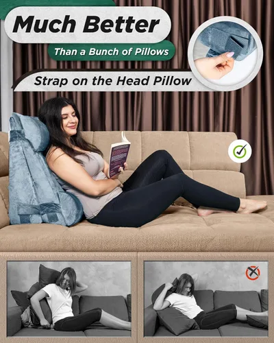 Vista 4 de Lunix LX8 4 piezas de soporte para molestias digestivas nocturnas y respiración más fácil, juego de almohadas ortopédicas de cuña de altura Gris Nube