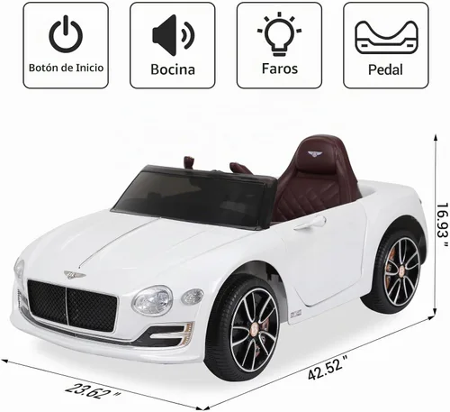 Vista 7 de Auto Bentley con licencia de 12 V con control remoto para niños Verde