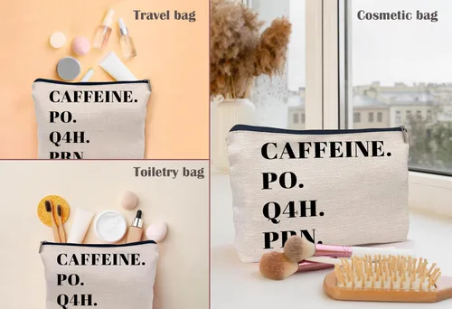 Vista 2 de Bolsa de maquillaje para enfermera, color negro, divertido regalo de agradecimiento para enfermera, pequeña bolsa de cosméticos para bolso, HSXL11-10